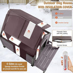 Dog House Outdoor with Insulated Liner, Winter Dog Kennel for Small Mediun Dogs with Anti-Biting Metal Iron Frame, Heated Dog House 100% Insulated