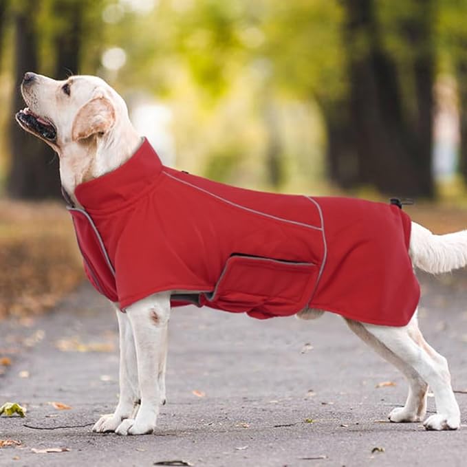MIGOHI Dog Coat,Dog Jacket Waterproof,Winter Coat Windproof,XXL Fleece Jacket for Dogs Boy Girl,Cold Weather Coats for Dogs Hiking Camping,Golden Retriever,Labrador,Weimaraner,2XL,Red