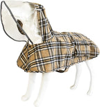Dog Waterproof Raincoat with Poncho Hoodie, High Reflective Adjustable Yellow Pet Rain Jacket with Leash Hole for Small Medium and Large Dogs (Khaki, XX-Large)