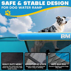 Beyond Marina Dog Pool Ramp - Inflatable Dog Water & Boat Ramp for Lake, Floating Pontoon Dock Ladder with Non-Slip EVA, PUP ON Standard, Extra Large 47" x 39" x 6", Blue/Yellow, Supports 200 lbs