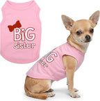 Parisian Pet Dog Shirt – 100% Cotton Shirts for Small Dogs – Pink Sleeveless Puppy Clothes – Lightweight and Breathable Dog Apparel – Girl Big Sister Dogs Clothes - Stretchy Pet T Shirts