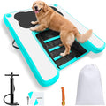 VOFiTNY Dog Pool Ramp 4.6ft x 3.3ft x 4in Inflatable Puppy Water Raft Plank Portable Pup Mat Floating Doggy Floats Ladder Boat Lake Cyan