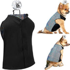 Disco Sequins Dog Costume Set Dog Holographic Shiny Shirt with Disco Ball Headband 80s 70s Party Pet Outfits Glitter Halloween Christmas Cosplay Clothes for Puppy Cat(S)