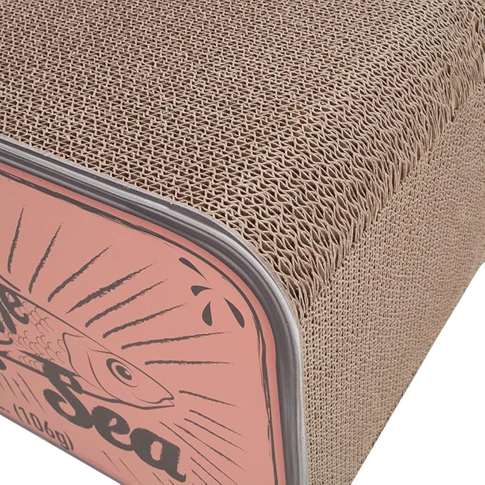 Sardine Cardboard Cat Scratcher, 60 x 30 x 30 cm, Pink