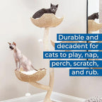 Habitat Haven The Sanctuary Cat Tree - Luxury Cat Condo, Large Modern Indoor Tower with 3 Faux Fur Beds, Scratching Posts, and Toys for Cats, 23-Inch Width x 23-Inch Depth x 52-Inch Height
