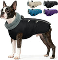 IDOMIK Warm Dog Coat with Harness, Waterproof Reflective Dog Jackets for Small Medium Large Dogs, Fleece High Collar Winter Jacket with Zipper, Pet Winter Snowsuit Clothes for Cold Weather,Black S