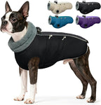 IDOMIK Warm Dog Coat with Harness, Waterproof Reflective Dog Jackets for Small Medium Large Dogs, Fleece High Collar Winter Jacket with Zipper, Pet Winter Snowsuit Clothes for Cold Weather,Black S