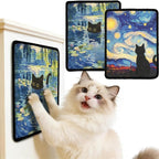 2PCS Cat Scratcher Wall Art, Sisal Home Decor Cat Scratch Mats, Wall Mount Kitten Scratching Pad with Hoop and Loop Adhesives, Cardboard Post Alternative for Indoor, Starry Night+Water Lilies
