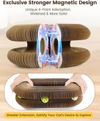 2PCS Upgraded-Magnetic Kitty Kurls Cat Scratcher Toy, Interactive Cardboard Cat Toy for Mental Physical Exercise, Multi-Shape Magic Organ Cat Toy for Indoor Cats Infinite-Flip, Brown/Orange, M