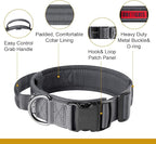 OneTigris Tough Dog Collars, Tactical Dog Collar with Handle, Milltary Adjustable Dog Collar with Heavy Duty Metal Buckle for Training (Gray, S)