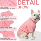 BEAUTYZOO Small Dog Sweater-Dog Sweatshirt Pullover Cable Knit Wear Classic Turtleneck Thick Cold Weather Clothes for Small Dogs,Medium Dogs,Pink Cable M (Back: 16",Chest: 21", Neck: 13")