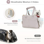 Dog Purse Carrier for Small Dogs & Puppies Up 12 Lbs, Soft Cotton Tote Pet Shoulder Bag with Pockets, Foldable & Washable Breathable Puppy Carrier for Yorkie, Chihuahua & Cats - Gray