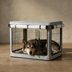 Dog Crate Cover, Heavy Duty 1680D Waterproof Oxford Cloth with Breathable Mesh & Detachable Sunshade, Universal Fit for Wire Crates, All-Weather Indoor Outdoor Use (48-Inch)