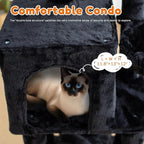 Cat Tree,Cat Tower for Indoor Cats,49-Inch Corner Cat Condo with Scratching Post,Tunnel,Basket,Plush Perch,Gothic Kitten Tree for Climbing,Exercise,Hidden,Black