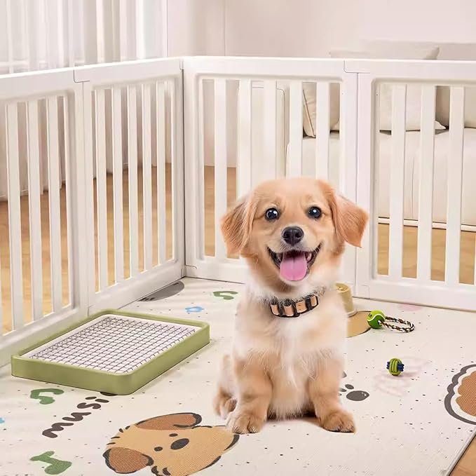 Dog Playpen Dog Play Pen Indoors, Portable Puppy PlayPen with Locking Door, Foldable Pet Fence for Small Dogs, Cats, Rabbits