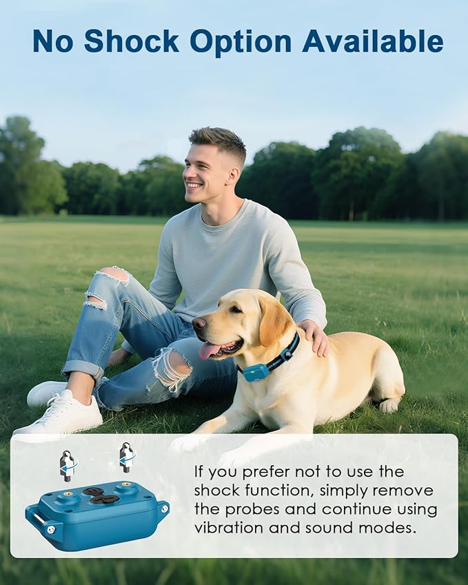 Shock Collar for Dogs, IP67 Waterproof Dog Training Collar with Remote Control, 3 Modes: Beep, Vibration, Safe Static, Rechargeable Adjustable for 15-110lbs Medium Large Dogs
