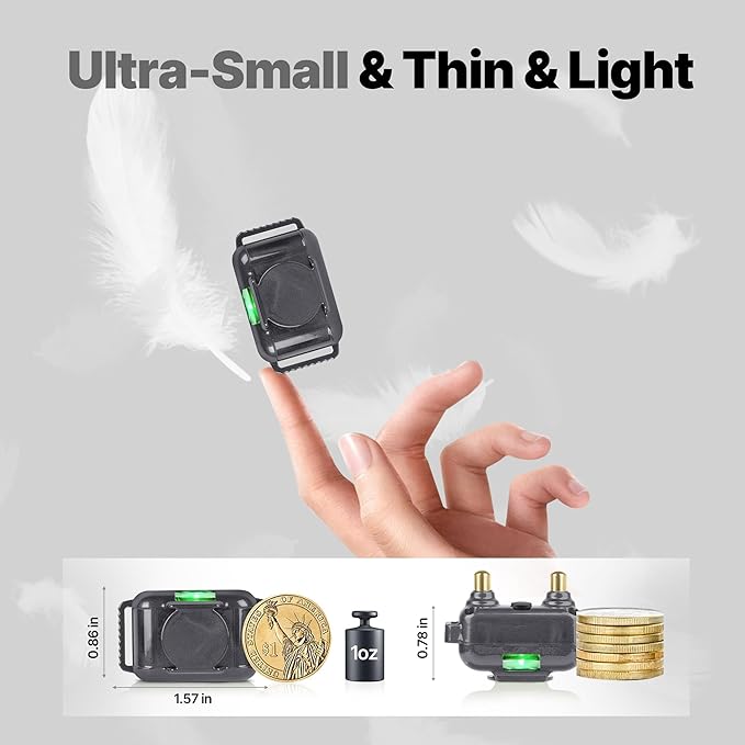 Ultra Small Shock Collar for Small Dogs, Dog Training Collar with Remote for Small Dogs 5-15lbs & Medium Large Dogs, Rechargeable, 2000ft Range, Collar with Beep, Vibration, Safe Shock,Grey