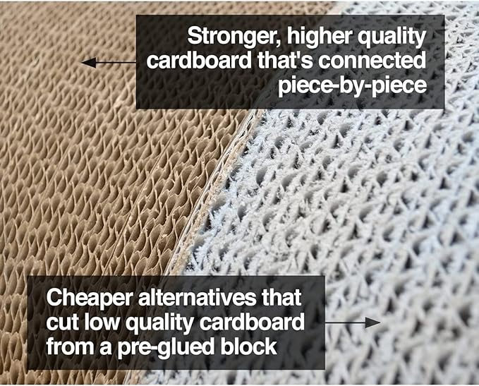 Cat Scratcher Lounge, Double Sided Infinity Scratcher Made of Recycled Corrugated Cardboard for Durability
