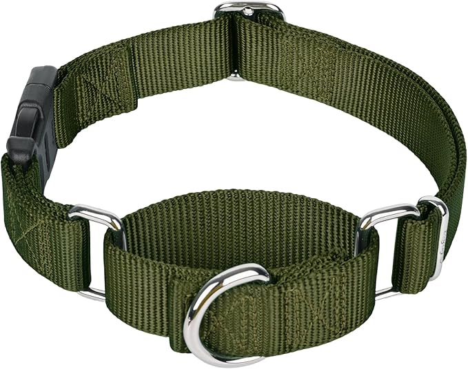 Martingale Collar for Dogs with Quick Release Buckle, Heavy-Duty Solid Color Nylon Training Collars - Adjustable No-Slip Design for Medium & Large Dog