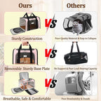 Cat Carrier Dog Carrier - Soft-Sided Cat Carrier with Plush Pad & Cooling Mat, Easy-Load 4-Side Zipper & 3-Side Mesh Ventilation, Pet Carrier Airline Approved for Cats/Dogs Up to 16 lbs, Pink
