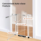 41" Tall Safety Pet Gate,Adjustable 29.92"-43.71" Wide,No Drilling Pressure Mount Kit,Auto Close Cat Gate Suitable for Stairs,Doorways,White (29.92"-43.71" W)