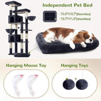 Globlazer Heavy Duty Cat Tree, 81 inch Extra Large Cat Tree for Indoor Cats Large Adult, Sturdy Cat Tower with 8 Scratching Post, 2 Cat Condos, 2 Platform, S81C, Dark Grey