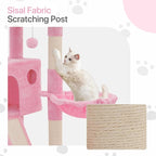 36 Inch Cat Tower for Indoor Cats, Multi Level Cat Condo with Scratching Post, Ramp, Plush Perch, Cat Cave, Basket, Cat Activity Center w/Ball for Small Space, Soft Pink