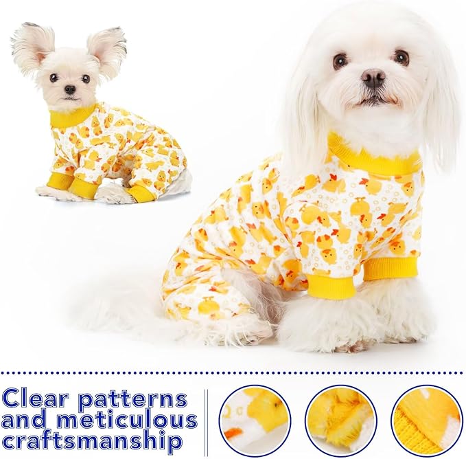 Paiaite Dog Pajamas Onesie: Comfortable Four-Legged Apparel for Small, Medium, & Large Dogs, Polyester Material for Comfort, Wrinkle Resistance, Moisture Wicking, Stretchiness Cartoon Duck XXL