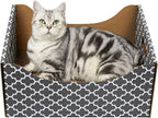 [Ultra-Large] Cardboard Cat Scratcher Box, Heavy Duty Cat Scratcher Bed with Double-Sided Scratch Pad, Sturdy and Refillable, Ideal for Scratching and Sleeping, Premium House for Indoor Cats