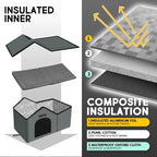 Rest-Eazzzy Cat House for Outdoor Cats, Weatherproof and Insulated Feral Cat House with Mat and Clip, Easy to Put Together, Selfwarming Cat Shelter for Winter(Grey, Waterproof House-L)