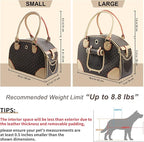 Fashion Dog Carrier PU Leather Dog Handbag Dog Purse Cat Tote Bag Pet Cat Dog Hiking Bag, Brown, Small 38 * 23 * 17cm