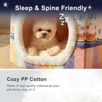 JIUPETY Cute Cat Houses for Indoor Cats, Dog Bed with Cover Cave, M Size Cat Cave for 6-11 Lb Dogs and 9-17 Lb Cats, Igloo Dog House with Non-Slip Bottom, Rainbow