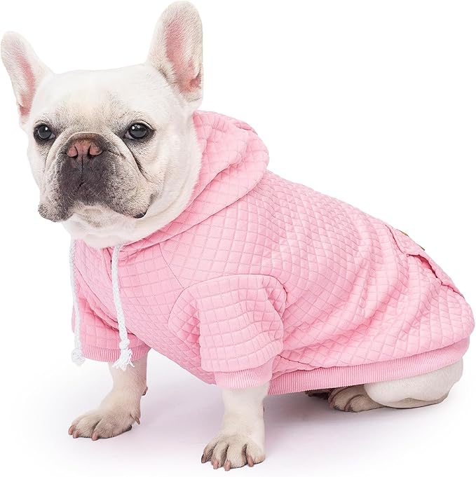 1 Pack Dog Hoodie Sweaters for Small Medium Dogs Warm Dog Clothes for Large Dogs Soft Waffle-Like Laminated Sweatshirt Bulldog