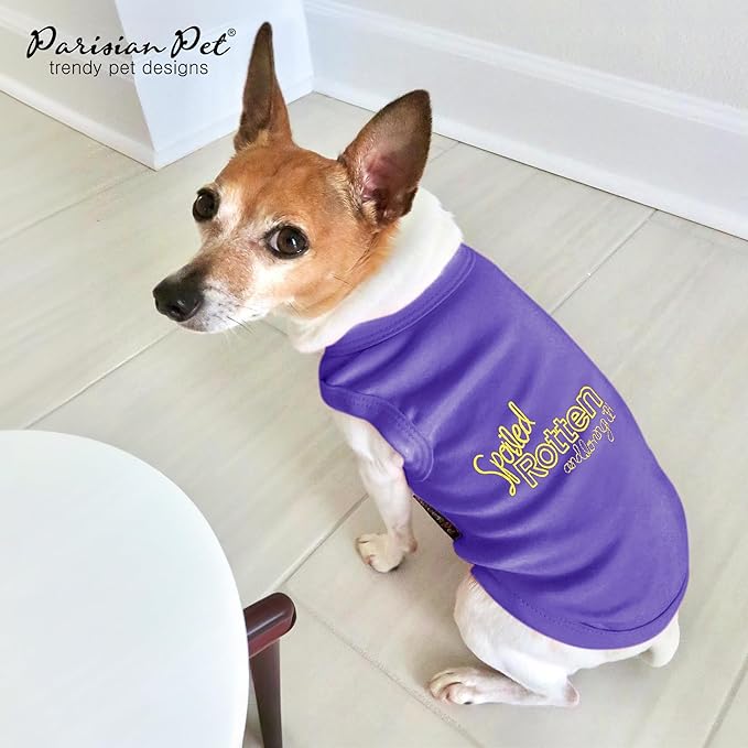 Parisian Pet Dog Shirt – 100% Cotton Shirts for Small Dogs – Sleeveless Spoiled Rotten Puppy Clothes – Lightweight and Breathable Dog Apparel – Funny Dogs Clothes - Stretchy Purple Pet T Shirts