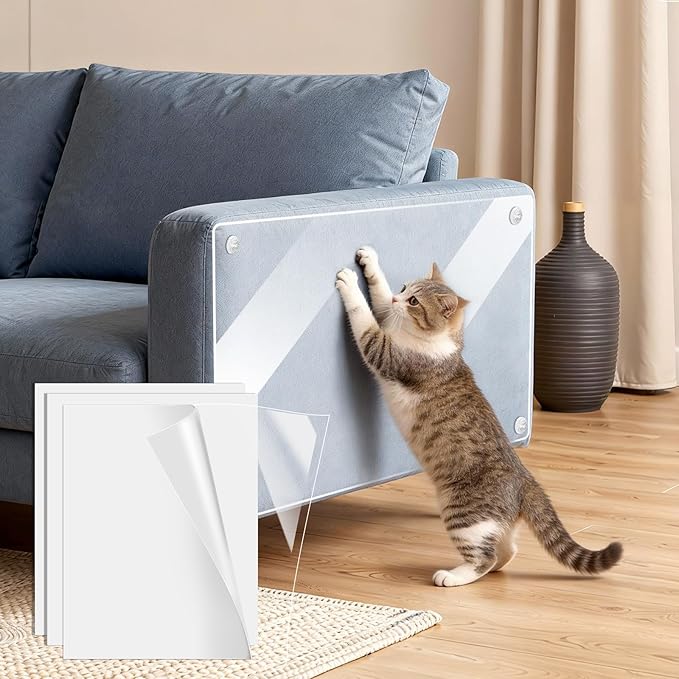 20Pack Self-Adhesive Cat Furniture Protector, Clear Couch Protector, Anti Scratch Guard for Couches, Sofas, Chairs & Armrests, Removable & Waterproof Furniture Shield with 80 Twist Pins