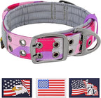 ADITYNA Heavy Duty Dog Collar for Large Dogs - Camo Pink Purple Collar with Handle for Training, and Walking - Wide, Tactical, Soft Neoprene Padded