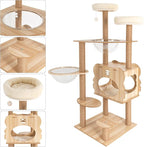 50x50x137 cm Cat Tree, 4-Level MDF Condo with Sisal Posts, Modern Brown Tower for Indoor Cats, Scratching Furniture, Plush Perch & Condo Hideout, Stable Base for Large Kittens