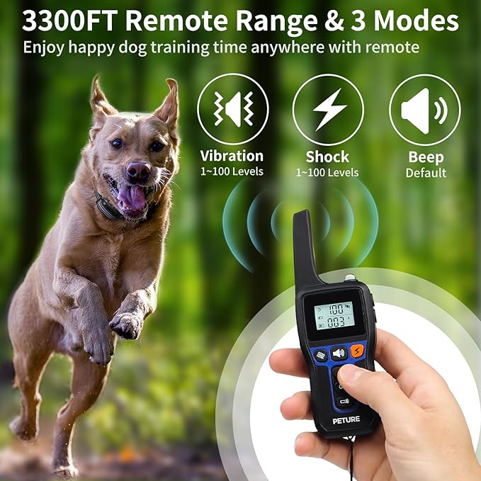 Bark Collar With Remote for 2 Dogs, 3300FT 2 in 1 Bark and Shock Collar Combo with Beep, Vibrate, Shock & Auto Mode, IPX7 Waterproof Automatic Bark Collar for Small Medium Large Dogs (7-120lbs)