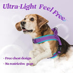 rabbitgoo Dog Harness No Pull, Quick Fit for Large Dogs with Soft Padded Handle, Chest Adjustable Reflective Pet Vest, No Choke Escape Proof for Walking Training, Purple XL