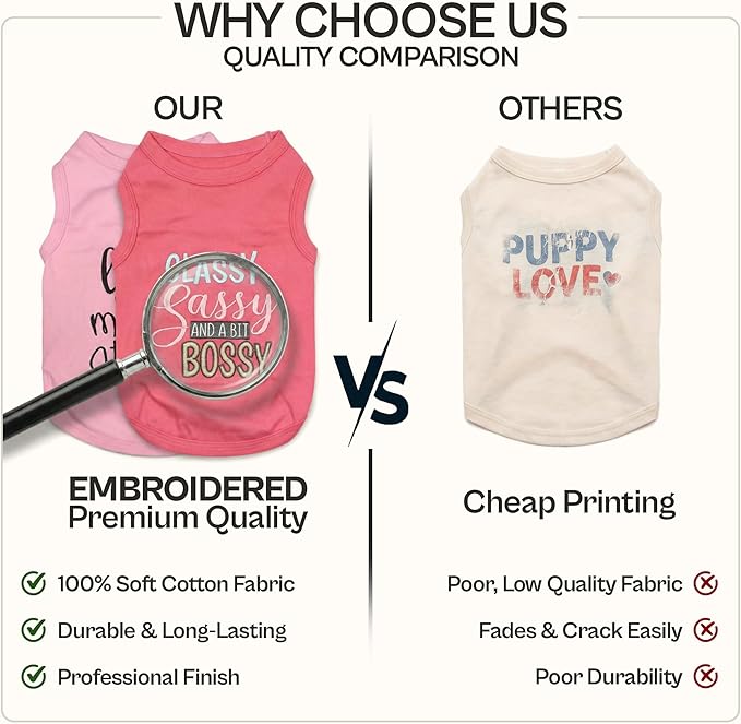 Parisian Pet 2 Pack Dog Shirts – 100% Cotton Shirts for Small Dogs – Pink Sleeveless Girl Dog Clothes – Breathable and Lightweight Pet Apparel - Stretchy Summer Dogs Vest - Stylish Puppy T Shirts