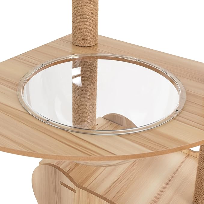 54In Cat Tree Tower Condo Multifunctional Modern Indoor MDF Cat Tower Universal in All Seasons Luxury Multi-Level Cat Condo with Hemp Rope Scratching Posts Clear Space Capsule,33lbs Load