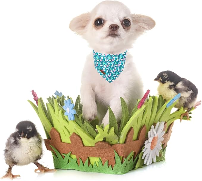 Lionet Paws Easter Dog Bandana for Small Medium Dogs,Green Dog Kerchief Eggs Dogs Triangle Bibs Scarf for Girl or Boy