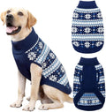KOOLTAIL Cable Knit Dog Sweater Turtleneck, Cold Weather Pullover Classic Knitwear, Snowflake Pattern Thick Warm Winter Pet Clothes, Dog Christmas Sweater for Small Medium Large Dogs Cats,Navy Blue ML