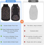 BEAUTYZOO Cable Knit Small Dog Sweater, Color Block with Fuzzy Thread Knitted Turtleneck Dog Knitwear with Dots in a Variety of Colors for Small Medium Dogs Fall Winter Dog Clothes, S Black
