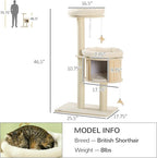 PawHut Cat Tree, 3 Level Cat Tower with Scratching Posts, Bed, Condo, Badminton Toys, for Multiple Kittens