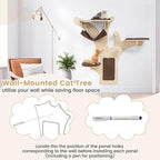 Tangkula Cat Wall Shelves, 4-Layer Wall-Mounted Cat Tree with Sisal Scratching Mat, Perch, Hammock, Padded Platforms, Hole and Ladders, Wooden Cat Climber with Washable Cushions