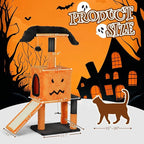Outvita Halloween Cat Tree, 40" Cat Tower Cat Tree for Indoor Cats with Spacious Cat Condo, Sisal Scratching Posts, Hanging Toys, Orange & Black