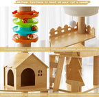 Cat Tree, Wood Cat Tree Tower for Indoor Cats, 60.7" Modern Cat Tower with Sisal-Covered Scratching Posts and Top Perch，Cat Condo with Acrylic Hammock for Small Large Cats