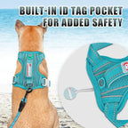 BARKBAY No Pull Dog Harness Large Reflective Dog Harness with Front Clip and Easy Control Handle for Walking Training Running with ID tag Pocket(Ocean Blue,M)