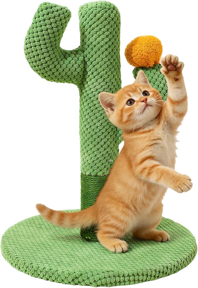 Cat Tree for Indoor Cats — Cactus-Shaped Mini Scratching Post, Compact Apartment Tower for Kittens & Adult Cats, Fun Play & Furniture Protection